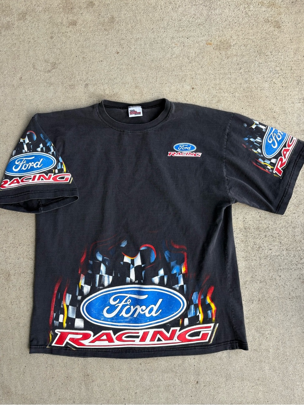 Vintage 90s Rare Ford Racing NASCAR Flames Tshirt XL